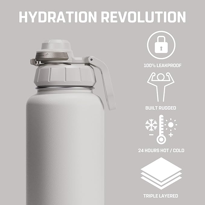 Vesmoon Vessence 32 Oz Stainless Steel Tea Infuser Bottle for Loose Leaf Tea, Water, Herbs, Fruits - Triple Layered Insulated, Leak Proof Bottle with Lid and Clip Handle - 24 Hours Hot/Cold