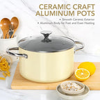 MICHELANGELO Stock Pot with Lid, 6 Quart Soup Pot with Ceramic Coating, Nonstick Ceramic Cooking Pot, Induction Compatible Stockpot - 6QT, Beige