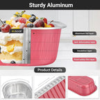 EUSOAR Baking Cups with Lids, 50pcs 6.8oz Aluminum Foil Cheesecake Ramekins Mini Loaf Pans Tin Disposable, Reusable Cake Containers Wrappers Cheesecake Creme Brulee for Picnic Wedding Party Gathering