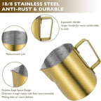 CAMKYDE Stainless Steel Milk Frothing Pitcher 12 oz, Espresso Steaming Pitcher with Decorating Pen for Espresso Machines, Cappuccino, Latte Art (Gold)