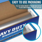 Rhino Aluminum Heavy Duty Aluminum Foil - 18 x 525 sf Roll, 25 Microns Thick - Commercial Grade & Extra Thick, Strong Enough for Food Service Industry (Pack of 1)