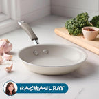 Rachael Ray Cucina Ceramic Nonstick Frying Pan/Skillet, 8.5 Inch Non Stick Open Fry Pan, Dishwasher Safe - Almond
