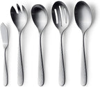Matte Silverware Set, 18/10 Stainless Steel Satin Flatware, Modern Brushed Finish Cutlery, Dishwasher Safe & Durable, Built to Last (10-Piece Serving Set, Fidenza Hammered)