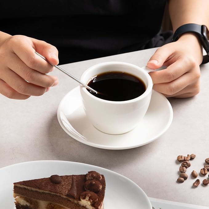 12 PCS Coffee Spoons, 18/8 Stainless Steel Espresso Spoons, 6.7 Inches Vogue Mini Tea Spoon, Cappuccino Stirring Small Spoon for Dessert, Ice Cream, Frosted Handle,Sweejar(Silver)