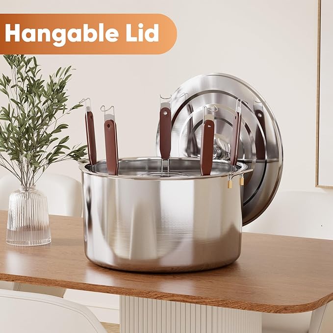 Pasta Pot With Strainer Basket,Large 5 Holes Pasta Pot with Insert for Cooking, Pot With Strainer Lid Stainless Steel for Home Kitchen