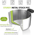 P&P CHEF Stainless Steel 3-Ply Sock Pot with Lid, Stockpot for Cooking Pasta & Stewing Soup, Fits Multi Stoves, Heat-proof Handle & Clear Lid, Heavy Duty & Dishwasher Safe, 5 Quarts