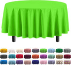 Exquisite 12-Pack Premium Plastic 84-Inch Round Tablecloth, Lime Green