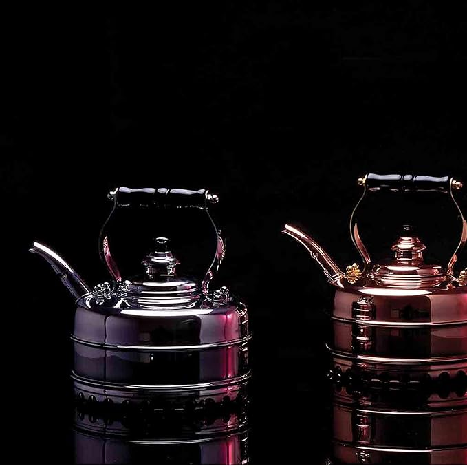 Newey & Bloomer Buckingham No. 3 Tea Kettle, 1.9 Qt. - Solid Copper Body & Chrome-Plated Finish, Heat-Resistant Beechwood Handle - Vintage-Inspired Kitchen Necessity, Gas Stove Compatible