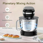 Household Stand Mixer with 6.5 Quart Bowl, Electric Food Mixer 10+p Speeds 660W, Kitchen Tilt-Head Bread Dough and Cake Mixers with Dough Hook, Whisk, Beater, Splash Guard and Egg Separator (Black)