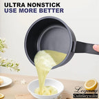 Nonstick Sauce Pan with Lid,1.5Qt & 2Qt Set, PFOA Free,Kitchen Pots Induction Pot,Black