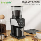 BioloMix Conical Burr Coffee Grinder Electric, Espresso Coffee Grinder with 30 Precise Settings for 1-12 Cups, Coffee Grinder Electric with LCD Screen Display,Touchscreen, Anti-static，Black
