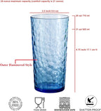 KOXIN-KARLU Hammered 24-ounce Plastic Tumbler Acrylic Glasses Drinking Cups, set of 6 Multicolor