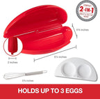 Microwave 2 in 1 Omelet Maker and Egg Cup Cooker - Make Easy Poached, Fried, or Scrambled Eggs w Removable Tray- Steel Whisk & Recipe Book included - Amazing Breakfast Sandwiches in Minutes- PVC Free