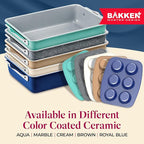 BAKKENMASTER Square Cake Pan - Aluminized Steel, Ceramic Non-Stick Coating, Non-Toxic, Ideal Size, Heavy-Duty, Elevate Your Baking with Durability and Style