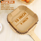 Air Fryer Liners Disposable,200PCS Victoyaw 10 Inch Square Air Fryer Parchment Paper Liners for 8-12QT Air fryer,Easy to Clean Non-Stick Waterproof Airfryer Paper Liner