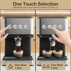 Espresso Machine with Milk Frother, 20 Bar Espresso Maker for Cappuccino&Latte, Compact Coffee Maker for Home&Office, 50oz Removable Water Tank, Stainless Steel