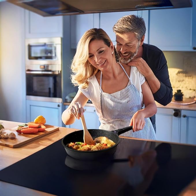 8, 10 and 12 Inch Nonstick Frying Pan Set of 3 - Cast Aluminum Pan with Detachable Handle - Non Stick Skillet Healthy Cooking Pans Induction Compatible Cookware, PFOA Free