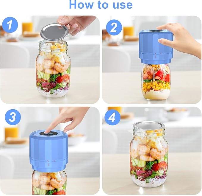 M11 Mason Jar Vacuum Sealer - Electric Mason Jar Vacuum Sealer Kit with Wide and Regular Mouth Mason Lids, Jar Vacuum Sealer for Canning Jars, Vacuum Sealing Machine for Food Storage