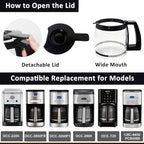 14-Cup Coffee Pot Replacement Carafe Glass Compatible with Cuisinart Coffee Maker Models DCC-2200, DCC-2600, DCC-2800, DCC-3200, DCC-3200P1, DCC-T20, Black
