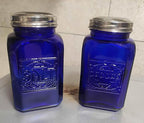Depression Style Glass Salt and Pepper Shakers (Cobalt Blue)
