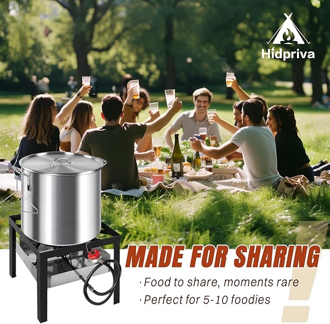 60QT Crawfish Boiler Kit, Waterproof Cover & 12-inch Skimmer, 110,000BTU Propane Burner Stove, 0-20PSIG Regulator, Aluminum Seafood Boil Pot, Crab Boil Pot with Basket