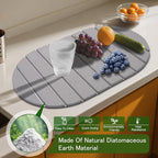 Stone Drying Mat for Kitchen Counter: 24"(L)×16"(W) Collapsible Stone Dish Drying Mat, Super Absorbent Diatomaceous Earth Pad for Dishes Bottles Cup Kitchen Bathroom Families Renters