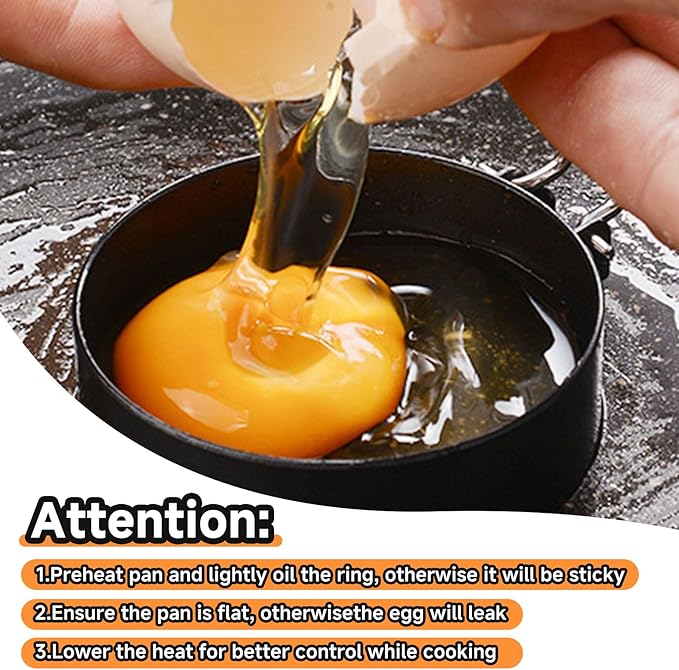 4 Pack Egg Ring Compatible with Blackstone Griddle, 3.5" Egg Rings with Silicone Handle, Round Nonstick Metal Eggs Molds for Frying Eggs, Portable Grill Accessories for Breakfast Omelette Sandwich