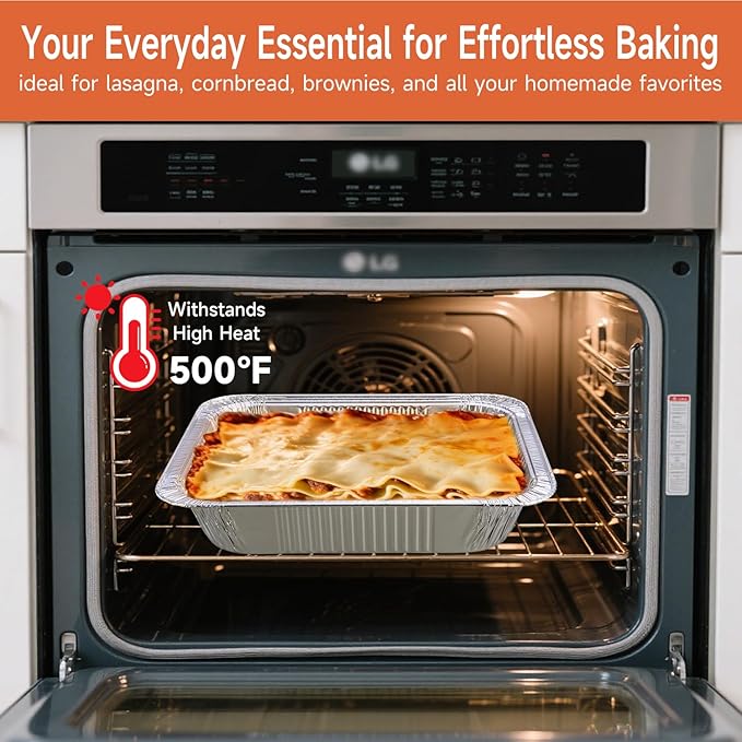 Disposable Aluminum Foil Pans with Lids 9x13-10 Pack Aluminum Foil Pans, Heavy Duty Aluminum Baking Pans for Cooking, Storing, Prepping, and Freezing Food