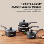 SENSARTE Nonstick Sauce Pan with Lid, 2.0 Quart Small Saucepan, Multipurpose Cooking Pot with Stay Cool Handle, Non toxic Kitchen Sauce Pot, Non stick Small Pot, Induction Comptable, PFOA Free