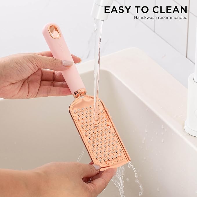 COOK WITH COLOR Kitchen Gadget Set Copper Plated Stainless Steel Utensils with Soft Touch Handles, Copper Pink, 7 Pieces