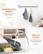 Cooking Spoon for Nonstick Cookwares, Great for Cooking and Serving Sturdy BPA-Free Matte Silicone, Wood Handle Spoon for Mixing, Scoop, and Scrape (GREY)