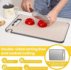 2-IN-1 Titanium Cutting Board for Kitchen Pure Titanium and Wheat Straw PP Scratch-Resistant 15.8x10.6 Inch, (Beige Titanium)