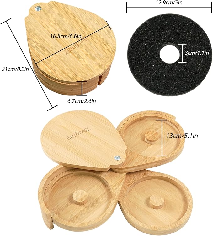 Margarita Salt Rimmer Set, 3-Tiers Salt Rimmer for Cocktails, Bamboo Margarita Salt Rimmer, Bar Salt and Sugar Rimmer for Margarita Kit, Bloody Mary, Manhattan Drinks, Bartender Tool Set