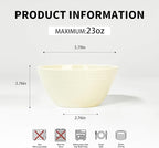 Melamine Beaded Cereal Bowls Set Cream, 6 inch, 24oz All purpose/Soup/Salad Bowls Set of 6, Unbreakable Durable, Dishwasher Safe, BPA Free - Perfect for Soups, Salads, Cereal & Entertaining