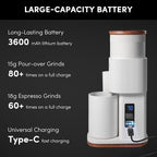 Coffee Grinder,Wirsh Portable Cordless Rechargeable Coffee Grinder Geimori T38 with Conical Burrs,3600mAh Batteries,Grind Settings for Espresso,Pour Over,French Press,Camping,Travel&Home Use