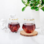 LUODA Gold Diamond Shaped Plastic Stemless Wine Glasses Set of 24, Disposable 12 Oz Gold Plastic Whiskey Glasses for Birthday, Housewarming and Weddings