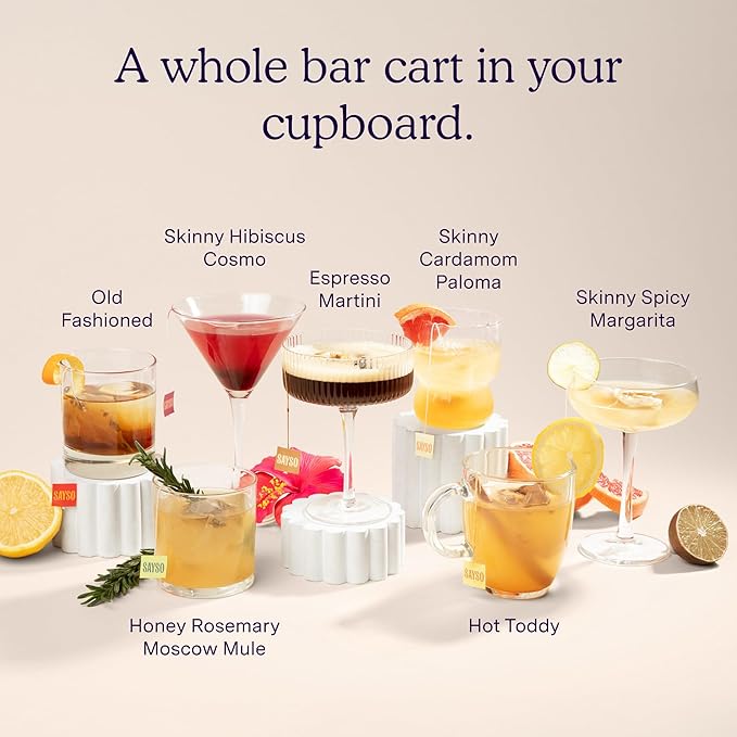 SAYSO: Espresso Martini Instant Cocktail Tea Bags | Infuses with Cold Water & Spirits for a Premium Craft Cocktail or Mocktail (25 Calories, 5g Sugar), 8-Pack