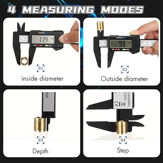 Electronic Digital Caliper and Measuring Tape,6 Inch/150mm Digital Micrometer with Large LCD Screen, Easy Switch from Inch/mm，60 Inch/150cm Measuring Tape for All-Purpose Household