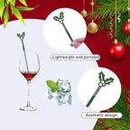 20 Pcs Christmas Drink Stirrers, 5.9" Glitter Plastic Holiday Stir Sticks with 10 Festive Designs for Holiday Hot Chocolate, Cocktails, Coffee & Party Decor