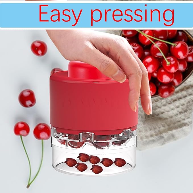 Cherry Pitter Portable Cherry Core Remover with 7 Individual Holes,Multi-Function Fruit Pit Remover for Cherry Jam (Wine Red)