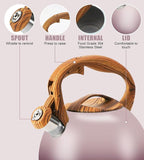 Tea Kettle for Stove Top, 3.2QT Whistling Tea Pots with Wood Parttern Handle, Stainless Steel Teapot for Home and Kitchen (Purple Gradient)