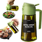 CXINYI - 16oz/470ml Olive Oil Dispenser for Kitchen with Stickers - 2 in 1 Olive Oil Sprayer for Cooking, Air Fryer, and Salad, Green (Light-Proof Kitchen Gadget)