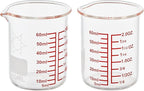 High Borosilicate Glass Measuring Cup-V-Shaped Spout，Glass Measuring Beaker for Kitchen or Restaurant, Easy to Read, 60 ML (2 Oz)-Pack of 2