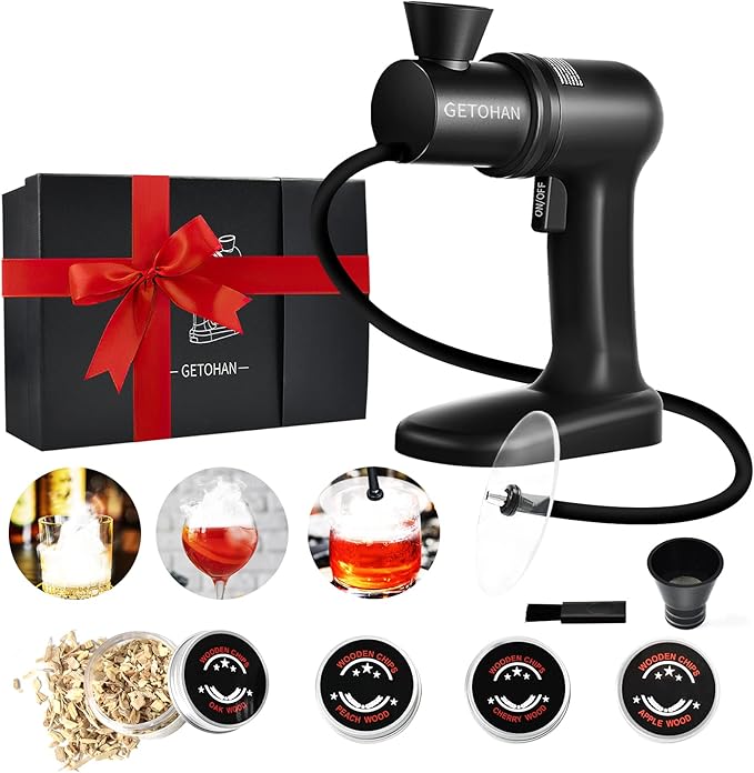 Cocktail Smoker kit, Smoking Gun Drink and Food Smoker Old Fashioned Smoking kit Infuse Cocktail Whiskey Bourbon with Disk Lid and Wood Chips, Starter Kit, 10 PCS