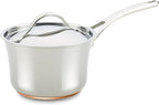 Anolon Nouvelle Stainless Steel Sauce Pan/Saucepan with Lid, 3.5 Quart, Silver