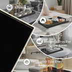 MAONAME Black Decorative Tray for Coffee Table, Modern Serving Tray with Handles, Plastic Rectangular Tea Tray for Ottoman, Bathroom Decor, 15.8” X 10.2” x1.4