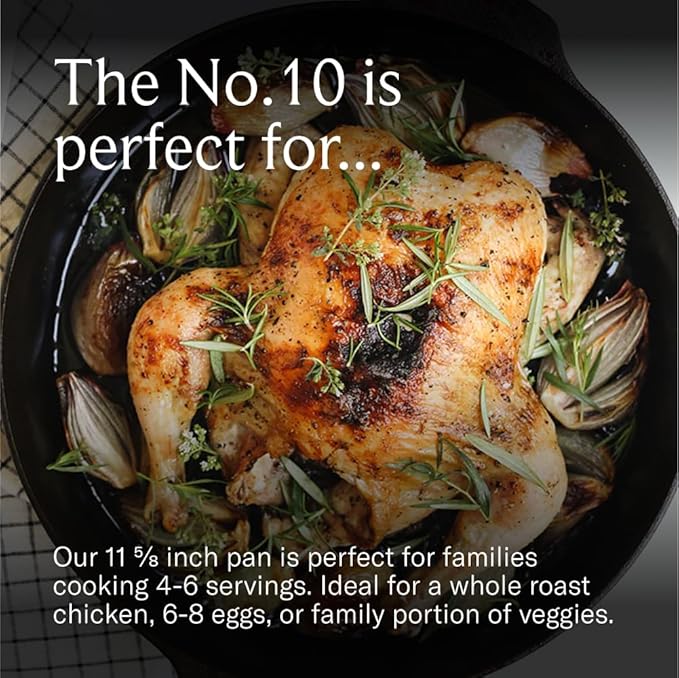 Field Company 11.63-Inch Cast Iron Skillet – Pre-Seasoned Large Frying Pan for Searing, Baking & Everyday Cooking, Lighter & Easy to Handle, Smooth, Made in USA (No.10, 4+ Servings)