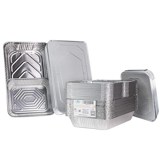 IDL Packaging Aluminum Foil Pans with Lids, Deep - 75 pc Chafing Dish Set - 25 Full Size and 50 Half Size Steam Table Pans + Lids - Disposable Cookware for Catering, Buffet, Party, BBQ