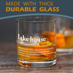 kunlisa Lake House Gifts Decor Whiskey Glasses, Lake Life Gifts for Women Men, 10 oz Drinking Rocks Glasses for Women Men Whisky Cocktail Scotch Bourbon Liquor