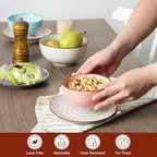 KitchenTour Dessert Bowls Set of 6, 12 OZ Ceramic Cereal Bowls for Kitchen, 4.7 Inch Small Bowls for Snack, Fruit, Ice Cream - Microwave & Dishwasher Safe, Assorted Warm Colors